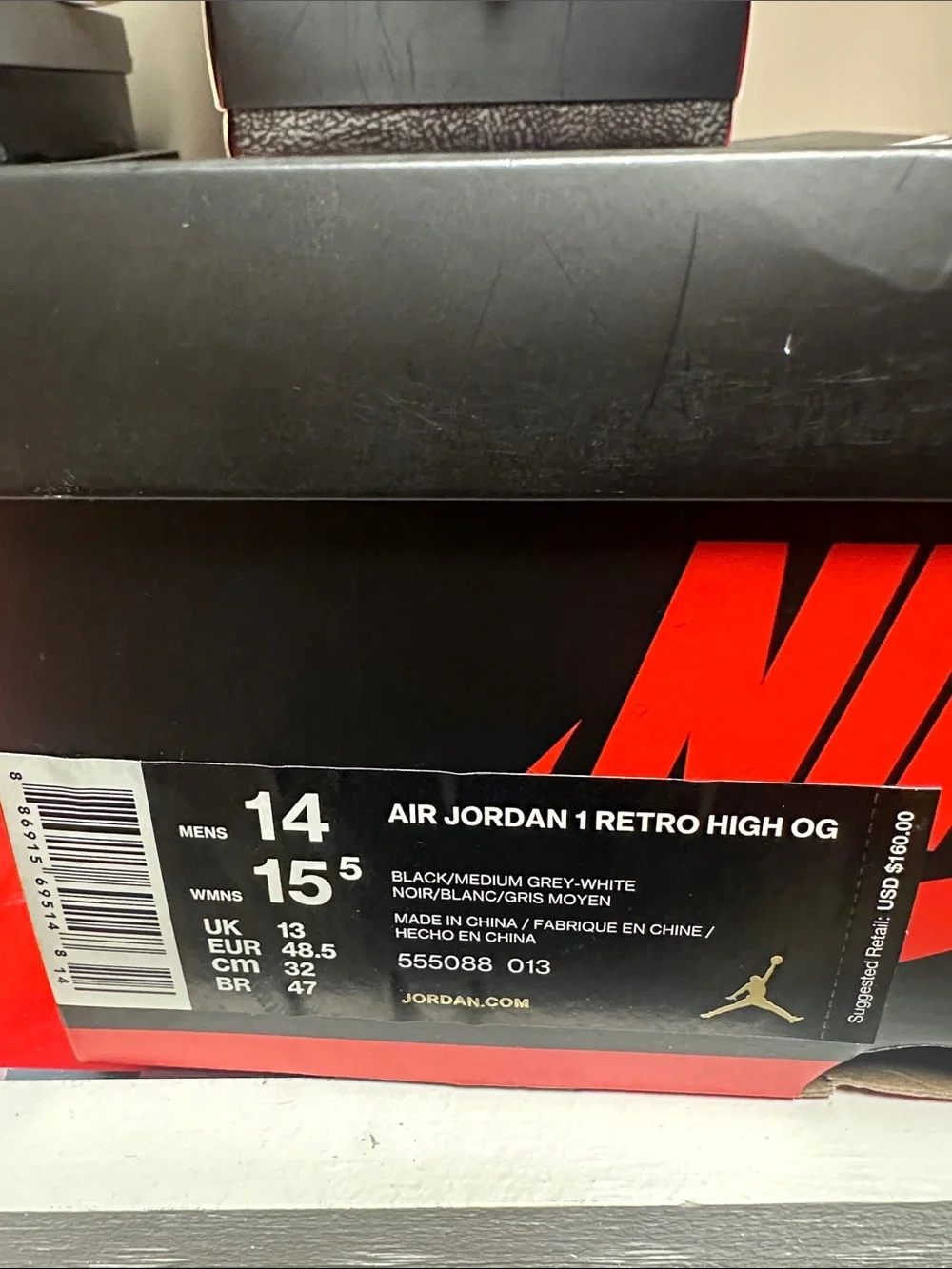 Air Jordan 1 High-Top Sneakers in Black & Gray